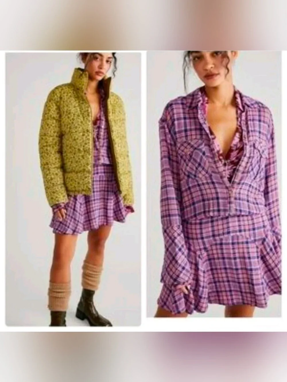 Free People Milo Plaid Button Down Mini Dress XS NWOT